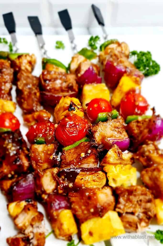 Teriyaki Pork Kebabs With A Blast