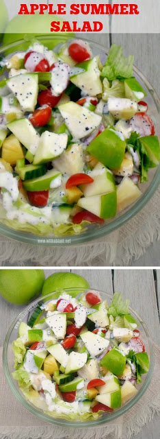 Delicious Summer salad with Apple, Pineapple and more ~ drizzled with a light Poppy Seed dressing 
