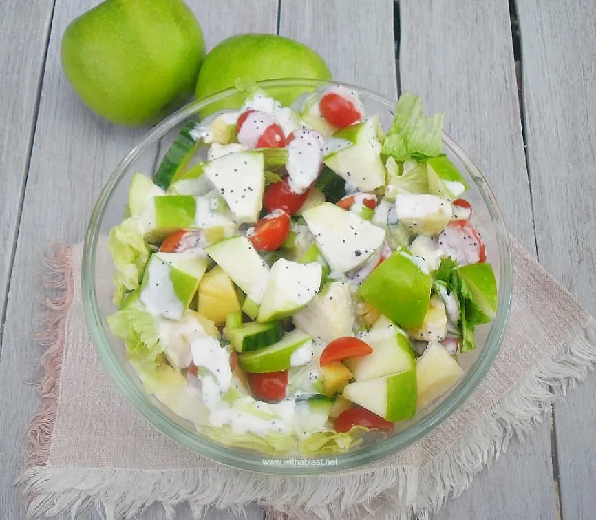 Apple Summer Salad is a refreshing, delicious salad with Apple, Pineapple and more and drizzled with a light Poppy Seed dressing Apple Summer Salad is a refreshing, delicious salad with Apple, Pineapple and more and drizzled with a light Poppy Seed dressing