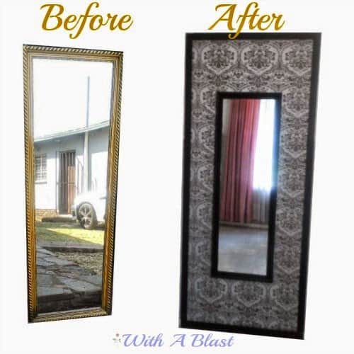 Upcycled Tall Mirror ~ Easy DIY on how to upcycle an old 90's mirror to a more modern piece #Upcycling #DIY #Crats #MirrorReDo