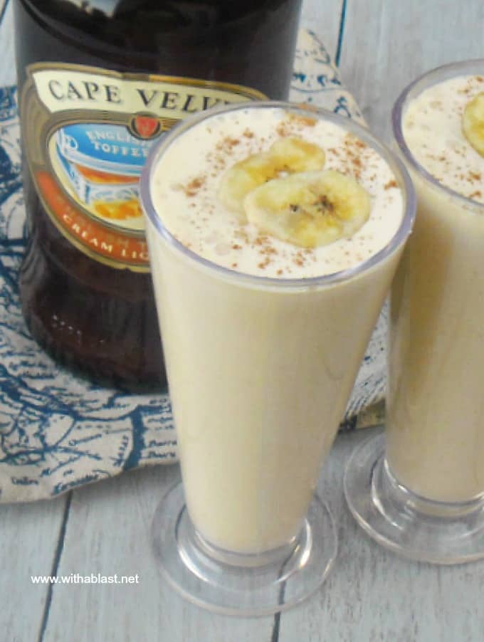 English Toffee and Banana Milkshake is a boozy drink for the adults. Creamy, smooth and easy drinking and perfect on a warm Spring or Summer's day.