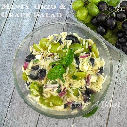 Minty Orzo and Grape Salad ~ Refreshing duo of grapes, mint and Orzo with a light Lemon dressing salad #Salad #OrzoSalad