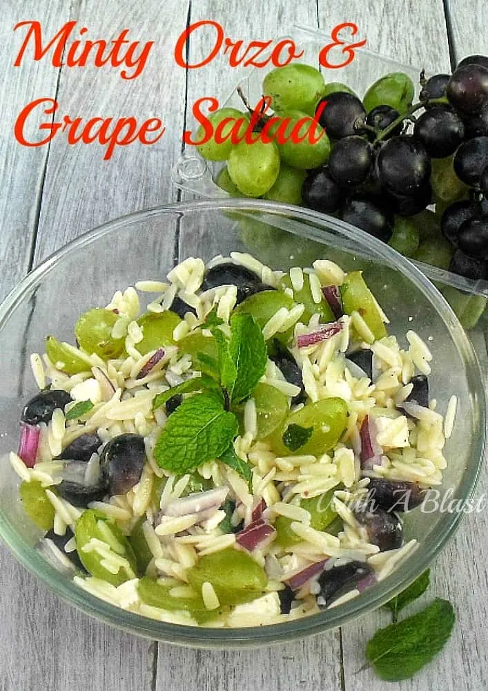 Minty Orzo and Grape Salad ~ Refreshing duo of grapes, mint and Orzo with a light Lemon dressing salad #Salad #OrzoSalad