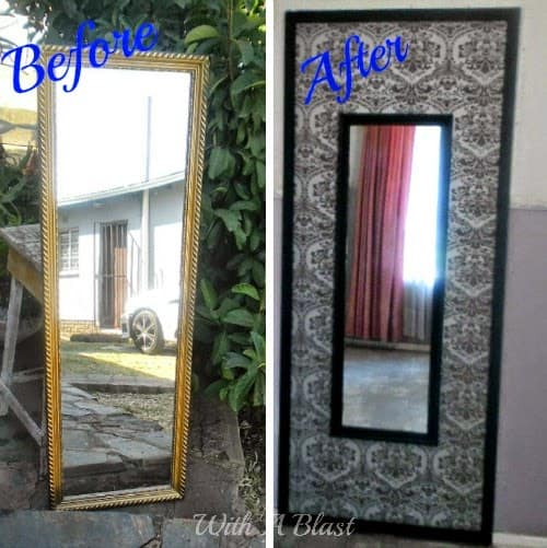 Upcycled Tall Mirror ~ Easy DIY on how to upcycle an old 90's mirror to a more modern piece #Upcycling #DIY #Crats #MirrorReDo