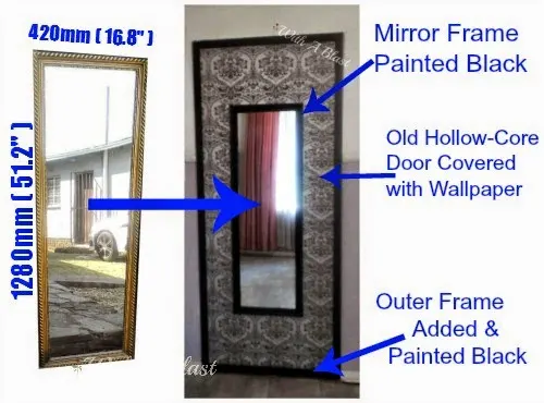 Upcycled Tall Mirror ~ Easy DIY on how to upcycle an old 90's mirror to a more modern piece #Upcycling #DIY #Crats #MirrorReDo