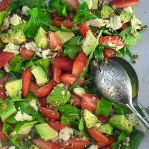 Strawberry Avocado Brie and Peanut Brittle Salad