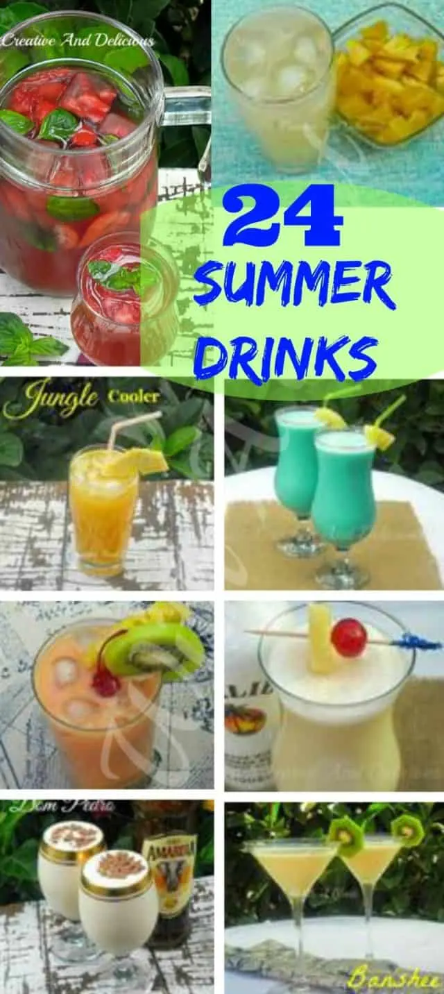 24 Summer Drinks ~ This Thirst Quenching Collection includes #Milkshakes #Smoothies #Cocktails #AlcoholicDrinks #NonAlcoholicDrinks #FruitPunch