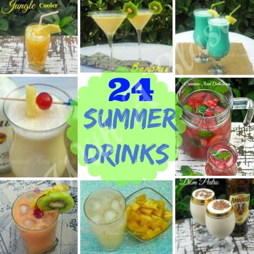 24 Summer Drinks ~ This Thirst Quenching Collection includes #Milkshakes #Smoothies #Cocktails #AlcoholicDrinks #NonAlcoholicDrinks #FruitPunch