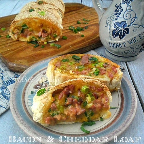 Bacon and Cheddar Loaf with all the gooey cheese and crispy bacon make this cheat's type bread a delectable snack or appetizer [great on Game Day!]
