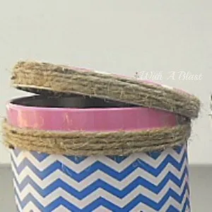 Storage Containers (Duct Tape Crafts) ~ Easily recycle empty cans and tubs by using Duct Tape to decorate #DuctTape #Crafts #StorageContainers #Storage #DIY #Organizing