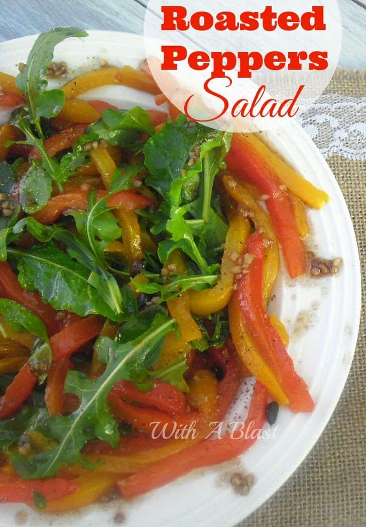 Roasted Peppers Salad is a tenderly roasted Bell Peppers with Herb Leaves Salad which goes with any main meal and kids actually love this ! #RoastedPeppers #PeppersSalad #EasySaladRecipes #HowToRoastPeppers