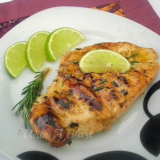 Rosemary Lime Grilled Chicken ~ Juicy, tender Chicken marinated in Lime and Rosemary and grilled perfectly #BBQ #LowFat #Healthy #Grilled