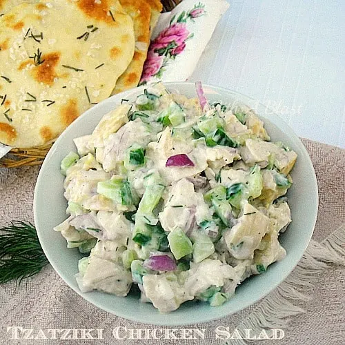 Tzatziki Chicken Salad ~ Alltime favorite low-fat Chicken Salad made quickly and easily Tzatziki Chicken Salad