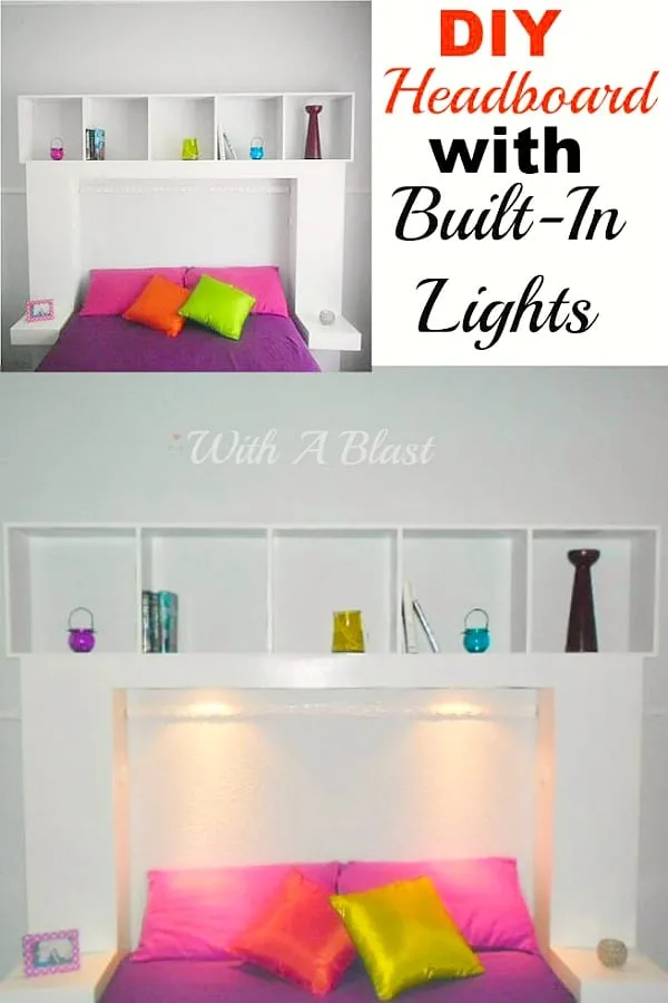 DIY Headboard with Built-In Lights which casts a lovely glow, is an easy project to make yourself and is suitable for a teenager's bedroom or an adult bedroom. #DIY #Headboard #HeadboardWithLights