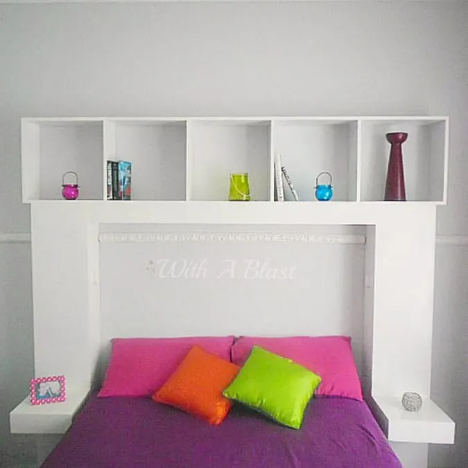 DIY Headboard with Built-In Lights which casts a lovely glow, is an easy project to make yourself and is suitable for a teenager's bedroom or an adult bedroom. #DIY #Headboard #HeadboardWithLights