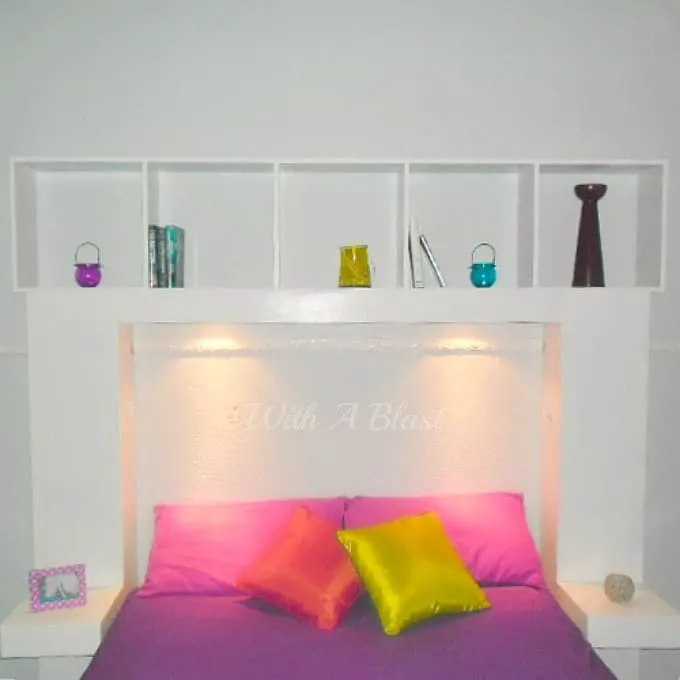 DIY Headboard with Built-In Lights which casts a lovely glow, is an easy project to make yourself and is suitable for a teenager's bedroom or an adult bedroom. #DIY #Headboard #HeadboardWithLights