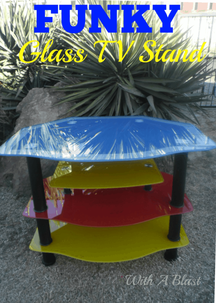 Funky Glass TV Stand ~ How to spray paint an old ugly glass TV stand {and preventing future scratches!} #SprayPainting #FurniturePainting #Upcycling #TVStand #GlassPainting