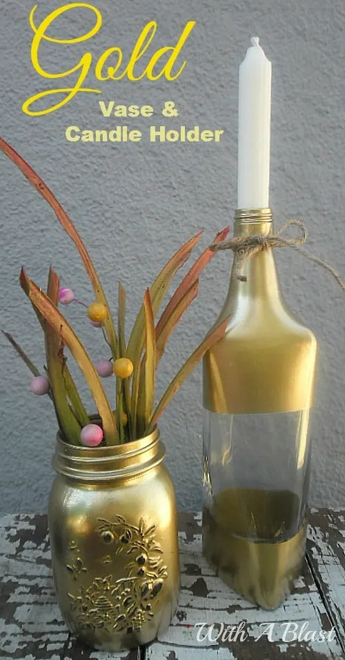 Gold Vase and Candle Holder 