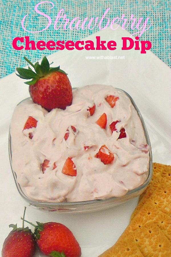 Strawberry Cheesecake Dip with only 4 Ingredients ! 3 minutes to make, some chilling time .. and you have a delicious dip for biscuits, cookies, wafers and fruit !