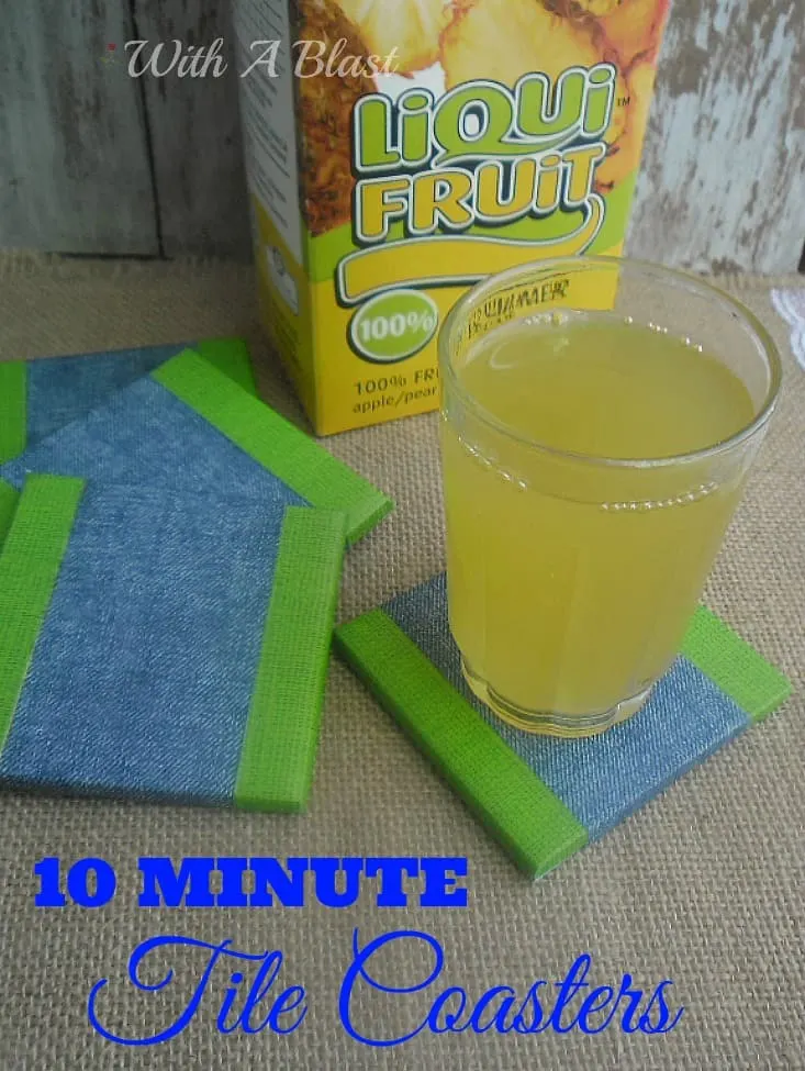 10 Minute Tile Coasters are so quick and easy to make - waterproof and strong Coasters with Duct Taped tiles ! #DuctTape #Coasters #Crafts #DIYCoasters #KidsCrafts