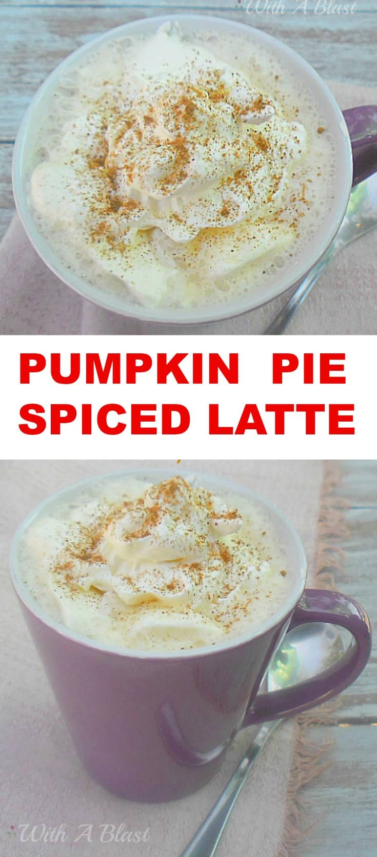Pumpkin Pie Spiced Latte ~ Warm, frothy Latte spiked with Pumpkin Pie Spice ~ perfect cold weather drink #HotDrinks #HotBeverage #Latte #Coffee