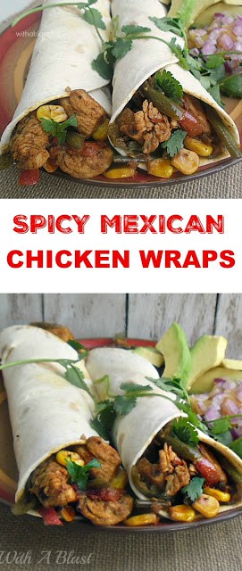 Spicy Mexican Chicken Wraps is perfect to serve during the cooler days as lunch or dinner (quick and easy too!) when you crave spiciness but not in a mood to make a casserole