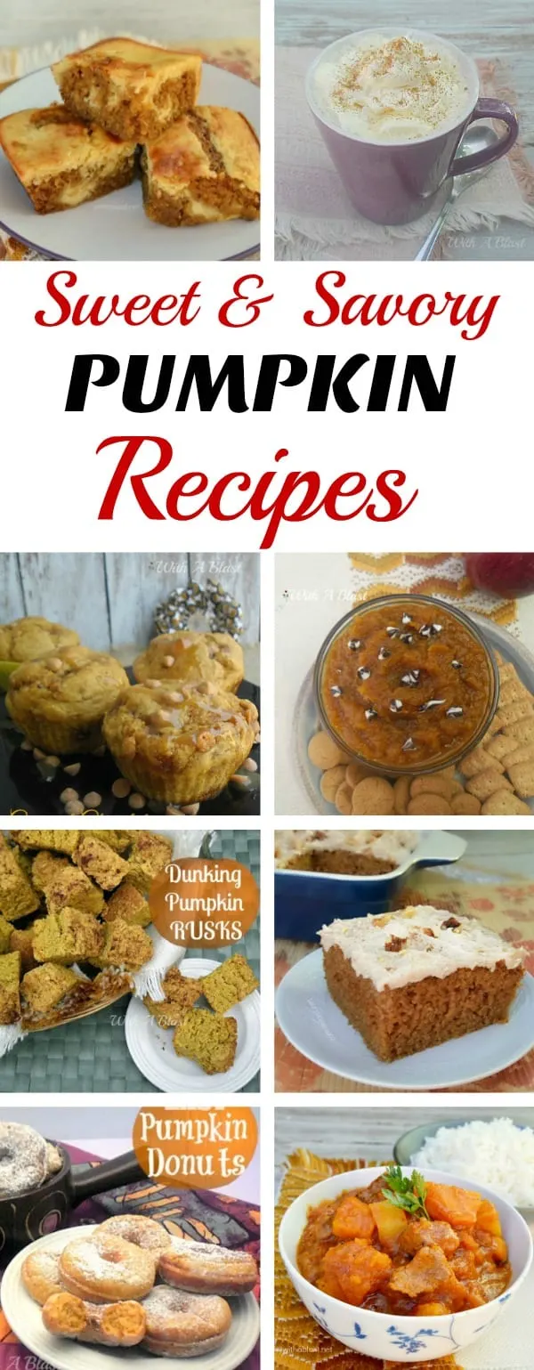 Favorite Pumpkin perfect for Fall recipes which our family has been making for years ! Including a drink recipe, meatless savory dish and easy Pumpkin desserts #PumpkinRecipes #PumpkinDessert #PumpkinDrink #PumpkinDinner
