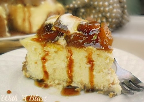 This Toffee Apple Cheesecake is so simple to make - an old-fashioned, basic baked cheesecake with the most decadent sweet and sticky Apple topping