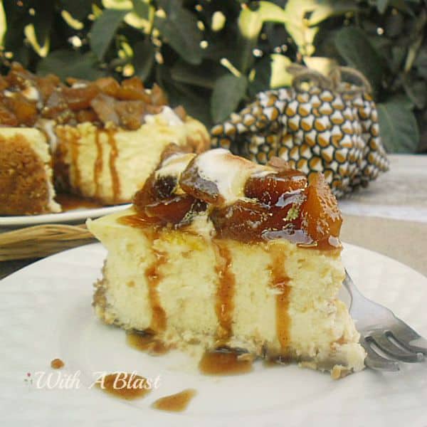 This Toffee Apple Cheesecake is so simple to make - an old-fashioned, basic baked cheesecake with the most decadent sweet and sticky Apple topping