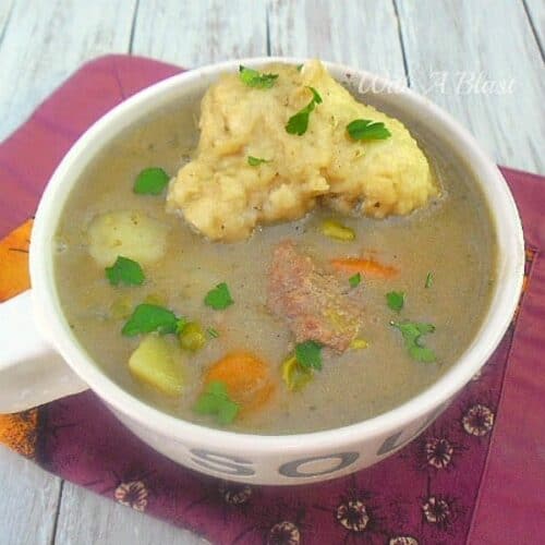 Steak and Vegetable Soup With Dumplings With A Blast