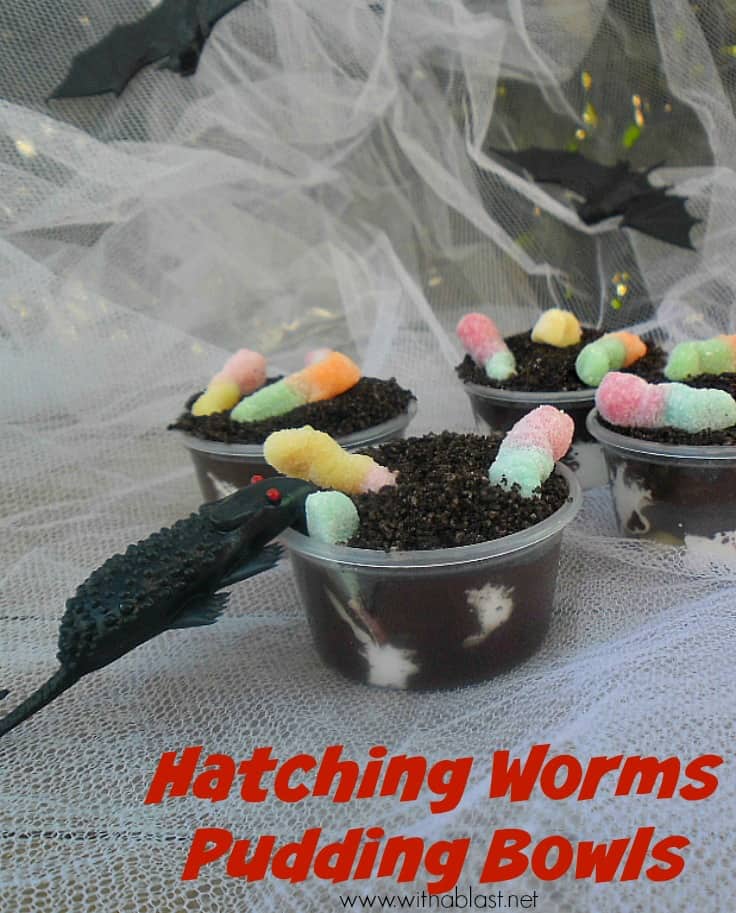 Worms hatching from the Eggs on the bottom, slithering their way up to the top will make a quick, inexpensive treat to your Halloween table ! 