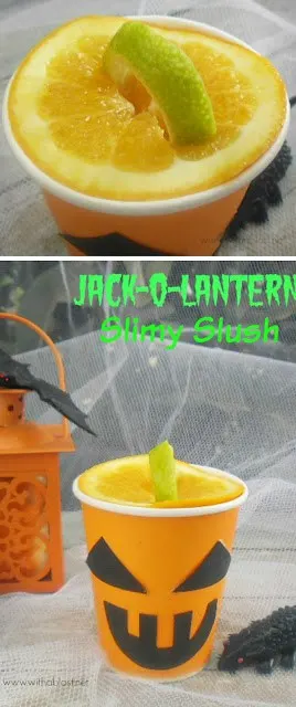 Perfect drink for Halloween and an easy way to create a lantern "lid & handle" ! (Adult version given as well) #Halloween 