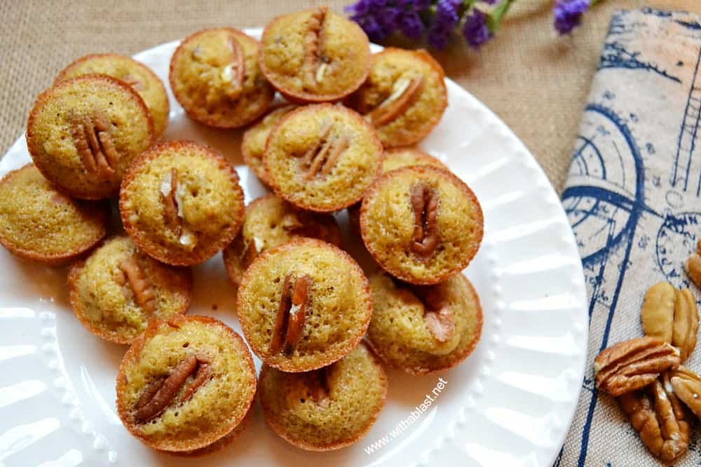 One Bite Pecan Tassies ~ Sticky, moist, sweet and delicious mini-sized Pecan Tassies, and they are great on a Sweet Platter !