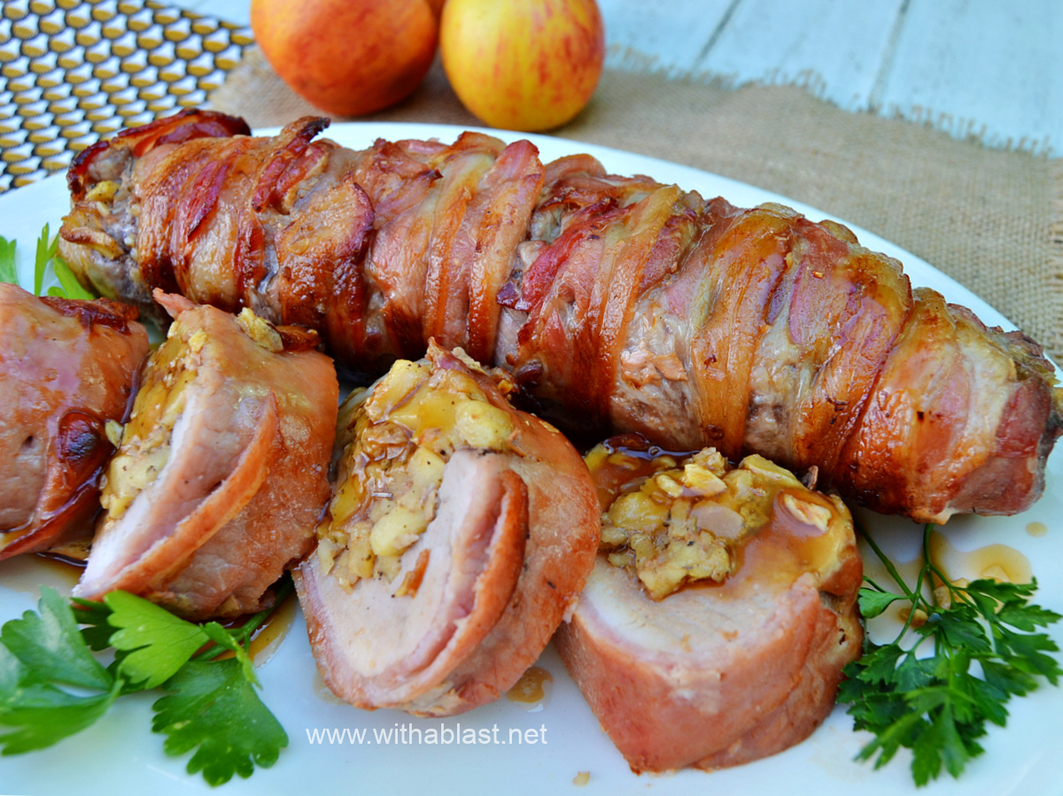 Apple Stuffed Pork Tenderloin in Bacon