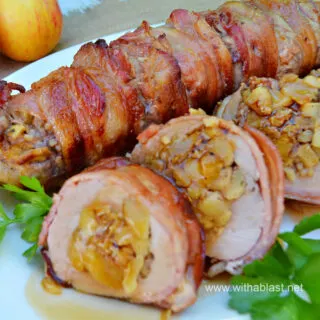 Apple Stuffed Pork Tenderloin In Bacon