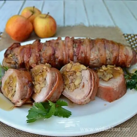 Sage Apple Stuffed Pork Tenderloin in Bacon