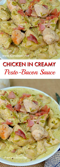 Quick, easy and delicious dinner - The Bacon and Pesto Sauce is amazing !