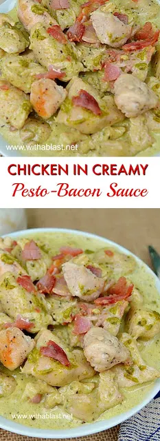 Quick, easy and delicious dinner - The Bacon and Pesto Sauce is amazing !