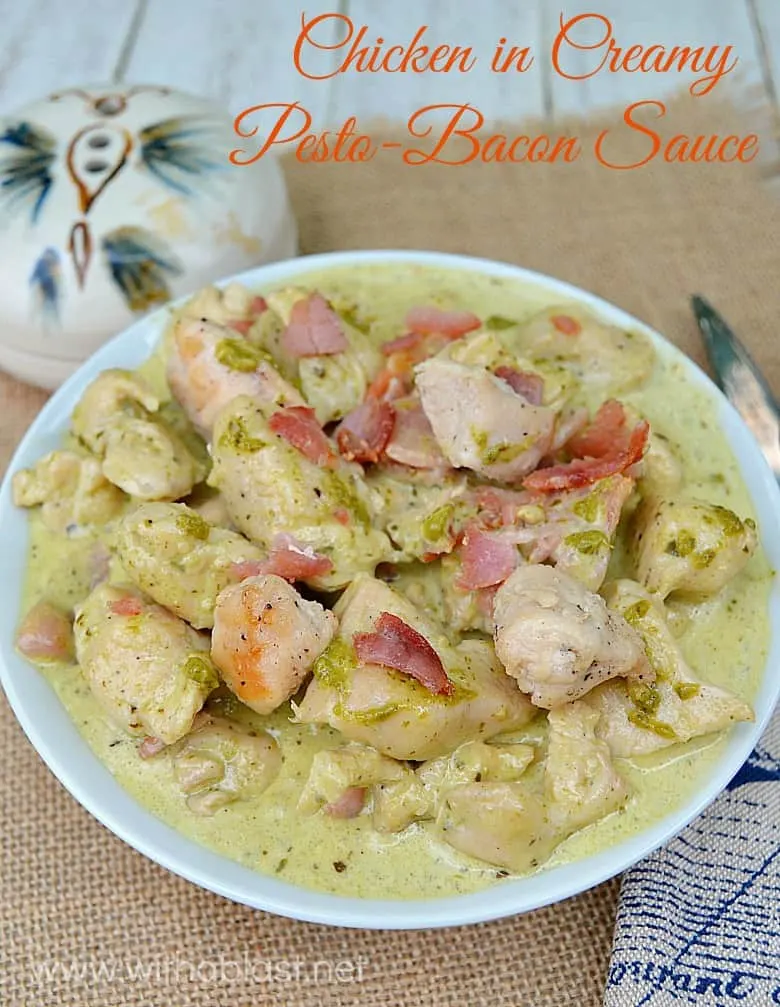 Quick, easy and delicious dinner - The Bacon and Pesto Sauce is amazing !