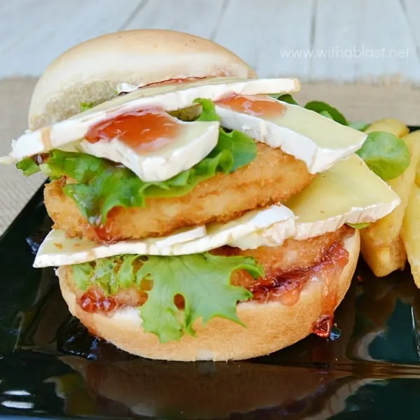 Cranberry Camembert Chicken Burgers ~ Great idea to use up Cranberry Jelly or Sauce and it is an amazing combination with Chicken and Camembert ~ Quick, easy and delicious !