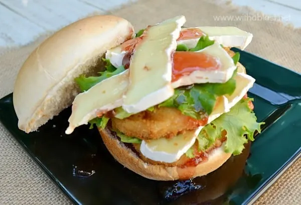 Cranberry Camembert Chicken Burgers ~ Great idea to use up Cranberry Jelly or Sauce and it is an amazing combination with Chicken and Camembert ~ Quick, easy and delicious !