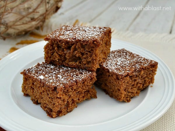 Gingerbread Snacking Cake ~ Rich, tasty Molasses, Gingerbread cake which is moist, soft and even better the next day #Gingerbread #Cake www.withablast.net