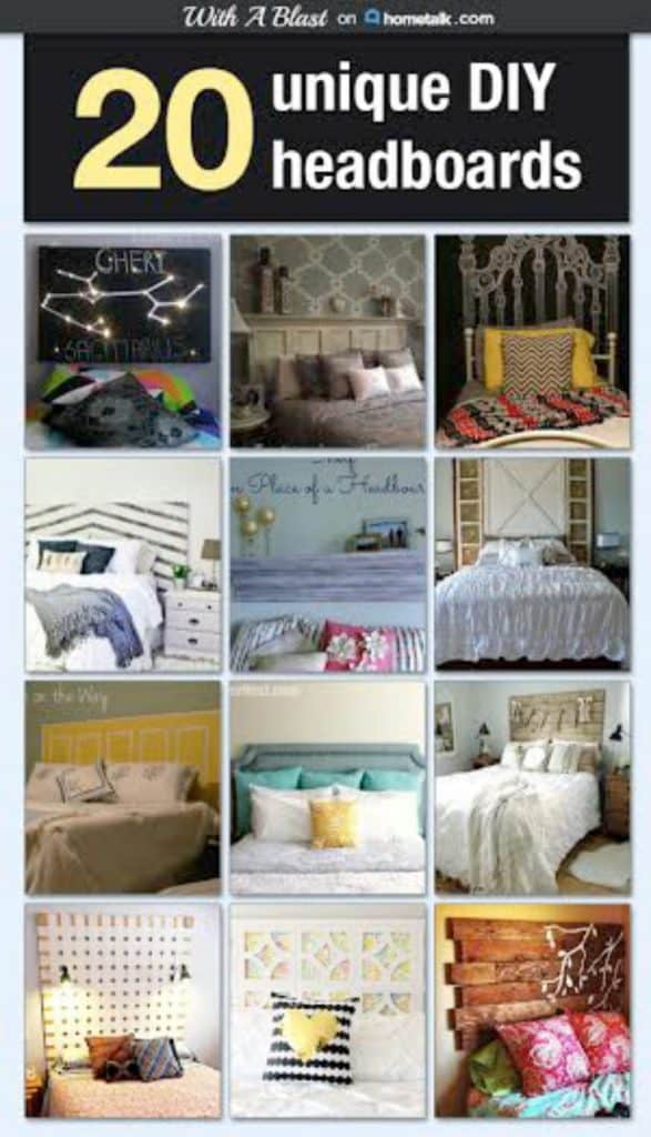 20 Unique DIY Headboards in this lovely collection - something for everyone and all with tutorials ! #DIY #Headboards