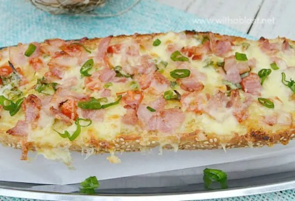Bacon Garlic Bread Pizza - A Pizza,, but on Garlic Bread - the ideal weekend food and much quicker and easier to make than a traditional pizza Bacon Garlic Bread Pizza - A Pizza,, but on Garlic Bread - the ideal weekend food and much quicker and easier to make than a traditional pizza