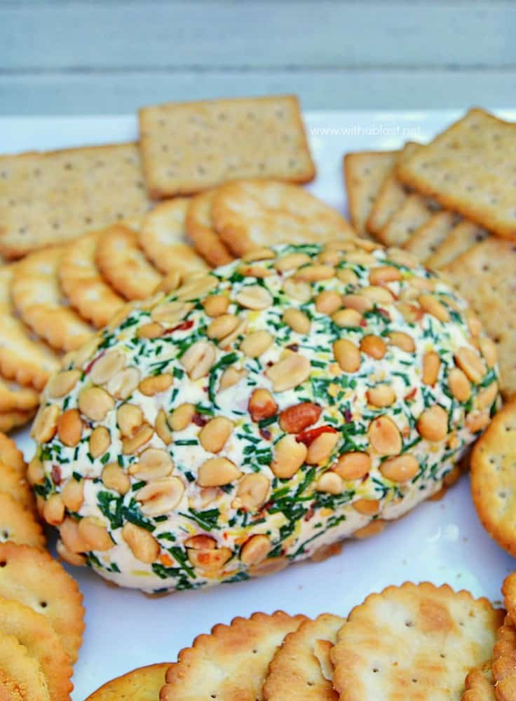 Bacon and Chives Cheese Ball ~ BEST appetizer or snack especially on Game Day or when having a party and this Cheese Ball will steal the show !