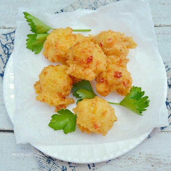 Cheesy Beer Hushpuppies ~ One of the most popular savory snacks around ! Puffy, featherlight with a hint of Chili - making a double batch would make more sense as these little gems disappear quickly ;-)
