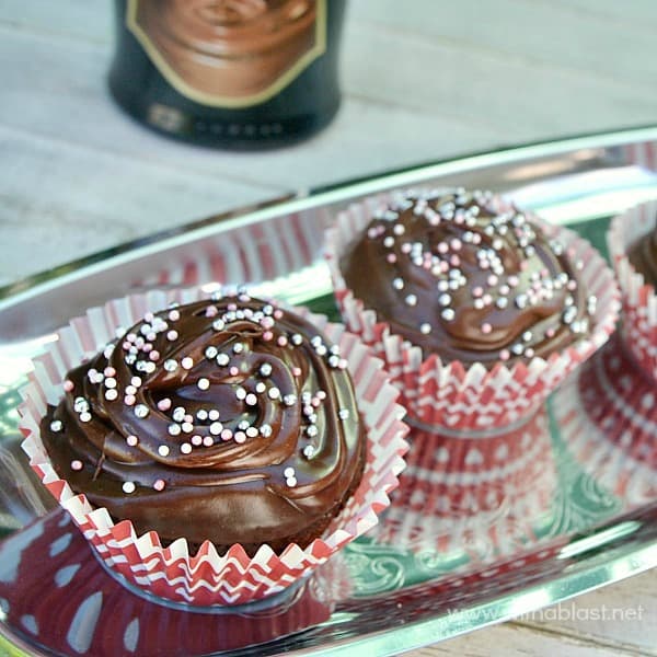 Chocolate Liqueur Cupcakes are most DIVINE ! With Chocolate Liqueur in the batter and in the Ganache-like frosting as well - perfect for special occasions 