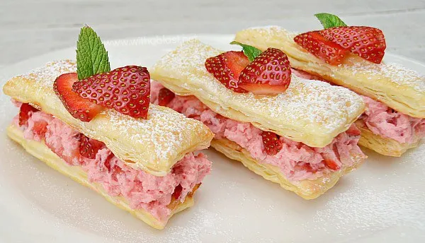 Easy Strawberry Puff Pastry Stacks with Cream - Cooking Gorgeous