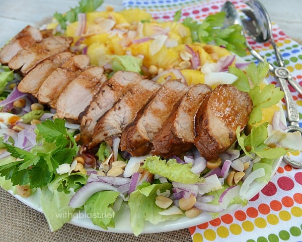 Asian Pork Tenderloin and Pineapple Salad ~ Hearty, filling Asian Pork Loin & Pineapple Salad which is perfect for lunch or a light dinner