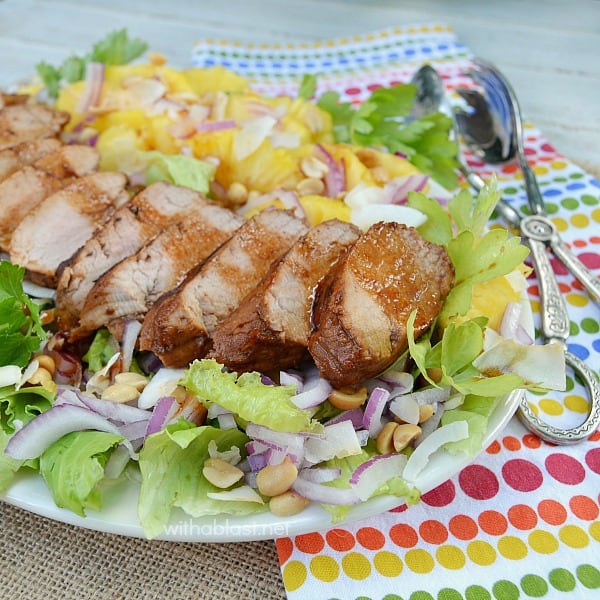 Asian Pork Tenderloin and Pineapple Salad ~ Hearty, filling Asian Pork Loin & Pineapple Salad which is perfect for lunch or a light dinner